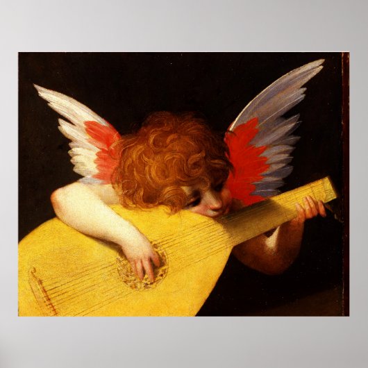 KLEINE ANGEL SPIELEN LUTE Music Making Cherub Poster (Vorne)