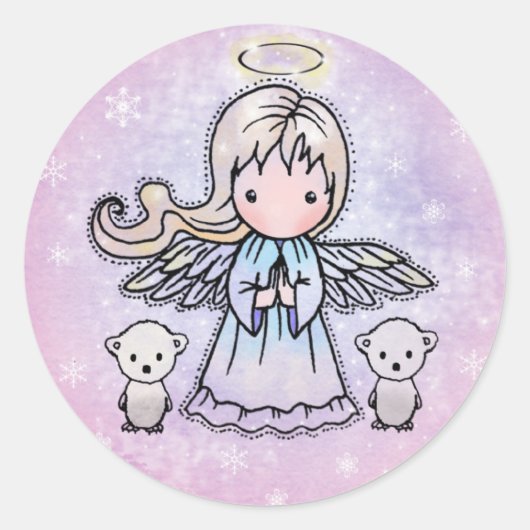 Kleine Angel- und Polarbärenaufkleber Runder Aufkleber (Vorderseite)