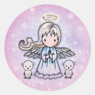 Kleine Angel- und Polarbärenaufkleber Runder Aufkleber