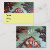 KLEINE ANGELS MONOGRAM Antik-Blau-Gelb Visitenkarte (Vorne/Hinten)