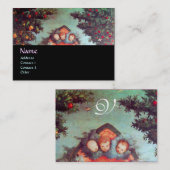 KLEINE ANGELS MONOGRAM Antik Blau Rot Schwarz Visitenkarte (Vorne/Hinten)