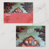 KLEINE ANGELS MONOGRAM Antikblau rosa Visitenkarte (Vorne/Hinten)