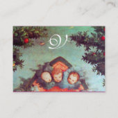 KLEINE ANGELS MONOGRAM Antikblau rosa Visitenkarte (Rückseite)