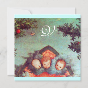 KLEINE ANGELS MONOGRAM hell antikblau rot Einladung