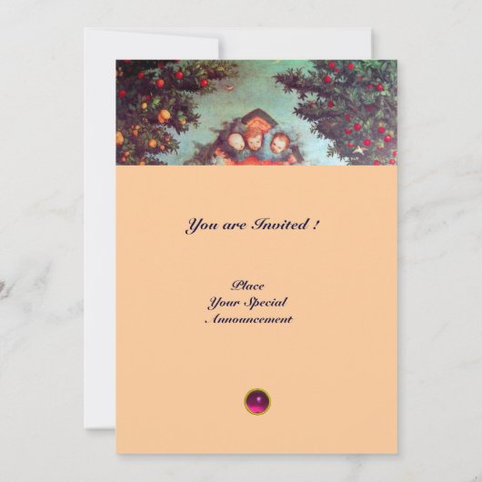 KLEINE ANGELS MONOGRAM hell antikes blaues Rosa Einladung (Rückseite)