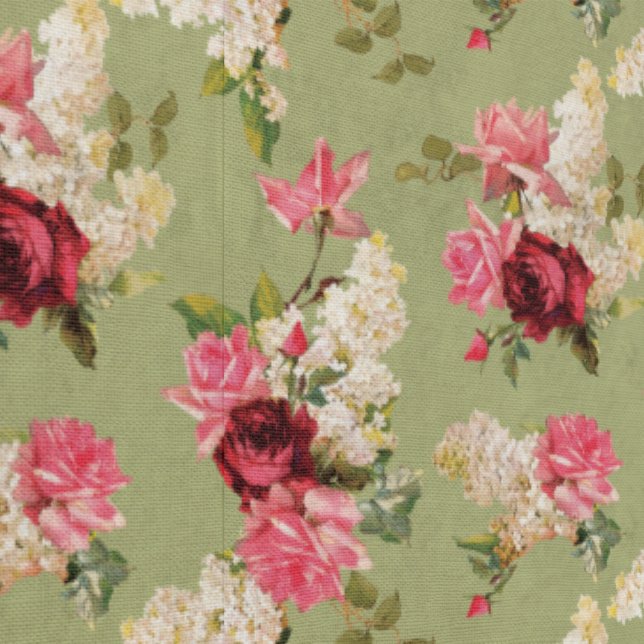 Kleine antike Vintage Florals | Grün Tapete (Naht)