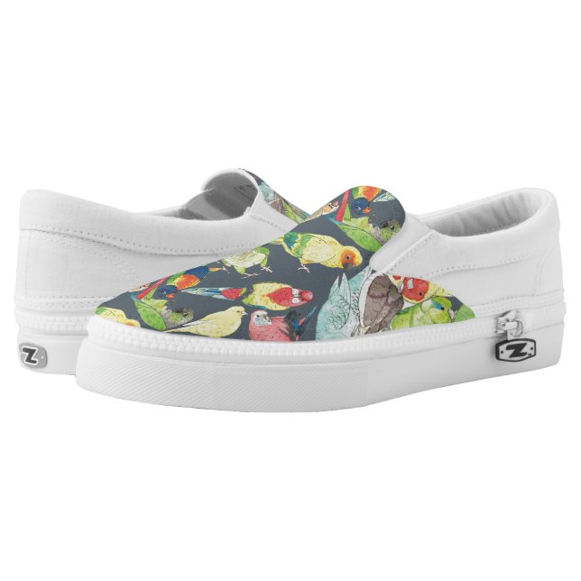 Kleine Aquarell-Papageien Slip-On Sneaker (Paar)