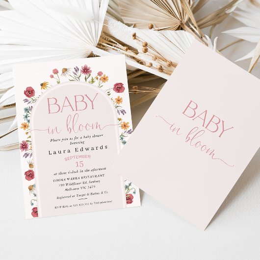 Kleine Arch Wildblume Babydusche Einladung