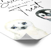 Kleine arktische Babydusche ist süßes Zeichen Poster (Ecke)