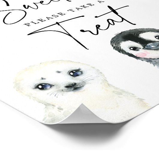 Kleine arktische Babydusche ist süßes Zeichen Poster (Ecke)