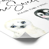 Kleine arktische Babydusche ist süßes Zeichen Poster (Ecke)