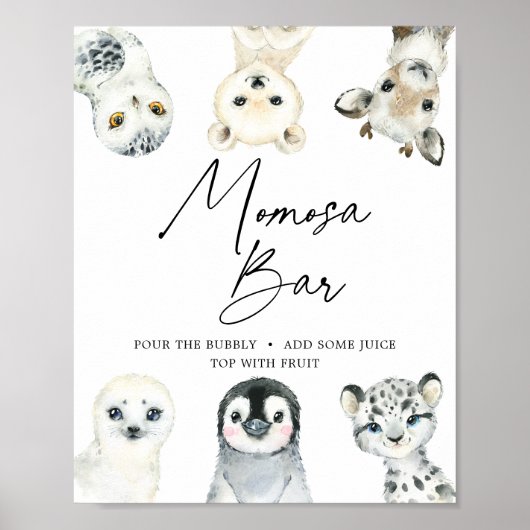 Kleine arktische Babydusche Mimosa Bar Sign Poster (Vorne)