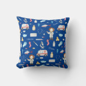 Kleine Ärztin mit dem Namen, blau Kissen (Vorderseite)