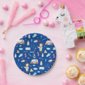 Kleine Ärztin mit dem Namen, blau Pappteller (Party)