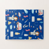Kleine Ärztin mit dem Namen, blau Puzzle (Horizontal)