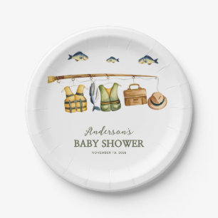Kleine Aufgeregte Fischer-Baby-Party  Pappteller