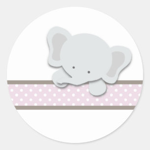 Kleine Aufkleber des Elefant-{Rosa}  