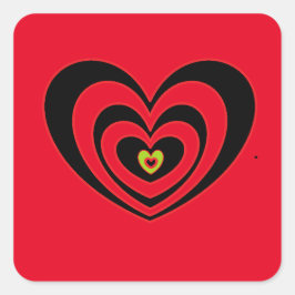 Kleine Aufkleber mit rotem schwarzem Herzen