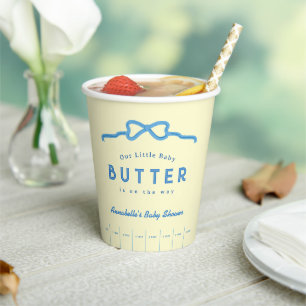 Kleine Baby-Butter Blaue Schleife Baby-Party Pappbecher
