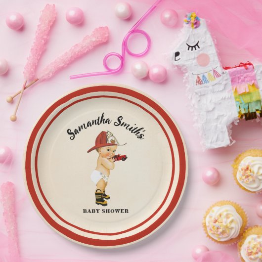 Kleine Baby Firefighter Baby Dusche Pappteller (Party)