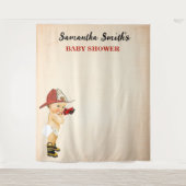 Kleine Baby Firefighter Babydusche Hintergrund Wandteppich (Vorderseite)