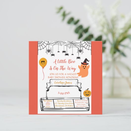 Kleine Babyboodusche halloween Ankündigung (Stehend Vorderseite)