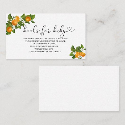 Kleine Babyduschbücher für Süssen Begleitkarte (Vorne/Hinten)