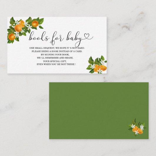 Kleine Babyduschbücher für Süssen Begleitkarte (Vorne/Hinten)