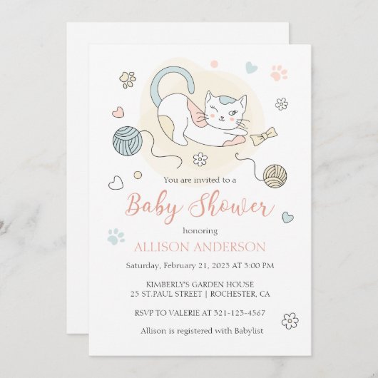 Kleine Babydusche Einladung (Vorne/Hinten)