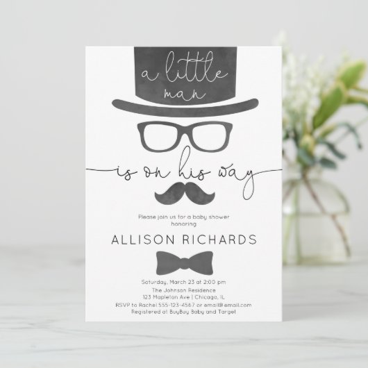 Kleine Babydusche Einladung (Stehend Vorderseite)