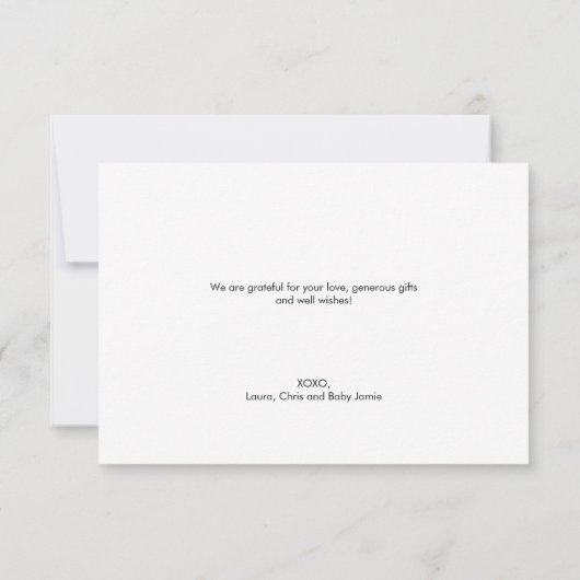 Kleine Babydusche für Foto Dankeskarte (Rückseite)