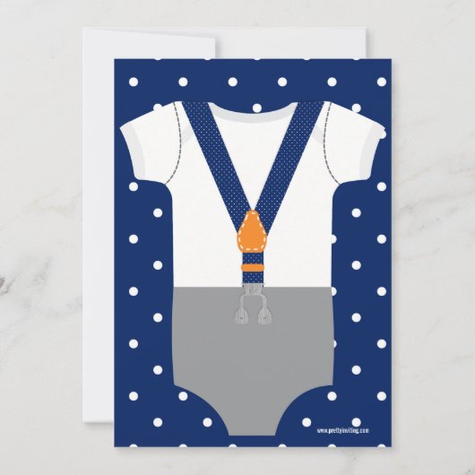 Kleine Babydusche, Navy Blue und Orange Einladung (Rückseite)