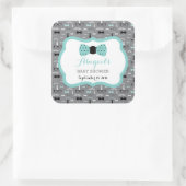 Kleine Babyduschklemme, Aquamarin, grau, schwarz Quadratischer Aufkleber (Tasche)