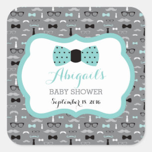 Kleine Babyduschklemme, Aquamarin, grau, schwarz Quadratischer Aufkleber