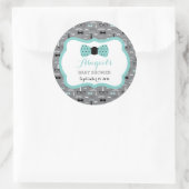 Kleine Babyduschklemme, Aquamarin, grau, schwarz Runder Aufkleber (Tasche)