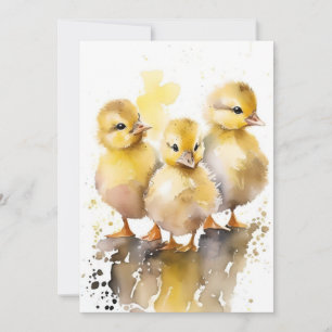Kleine Babyenten in Wasserfarben Feiertagskarte