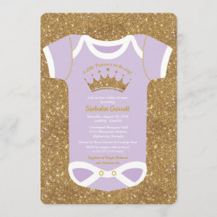 Kleine Babyparty-Einladung Prinzessin-Lilac Gold Einladung
