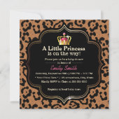 Kleine Babyparty Prinzessin-Crown Leopard Print Einladung (Vorderseite)
