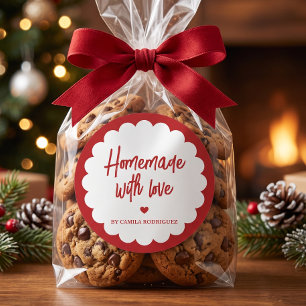 Kleine Bäckerei Geschäft Handgemacht mit Liebe Runder Aufkleber