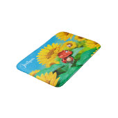 Kleine Badematte Sonnenblumen Ladybug (Schrägansicht)