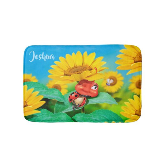 Kleine Badematte Sonnenblumen Ladybug (Vorderseite)