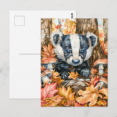 Kleine Badger im Herbst Postkarte (Vorne/Hinten)