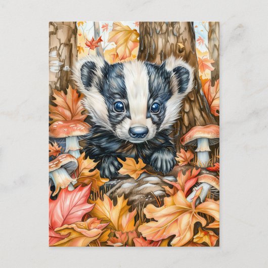 Kleine Badger im Herbst Postkarte (Vorderseite)