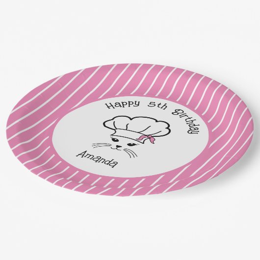 Kleine Baker-Katze Pappteller (Schrägansicht)