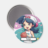 Kleine Baller Babe, mit Custom Nametag! Magnet (Vorderseite/Rückseite)