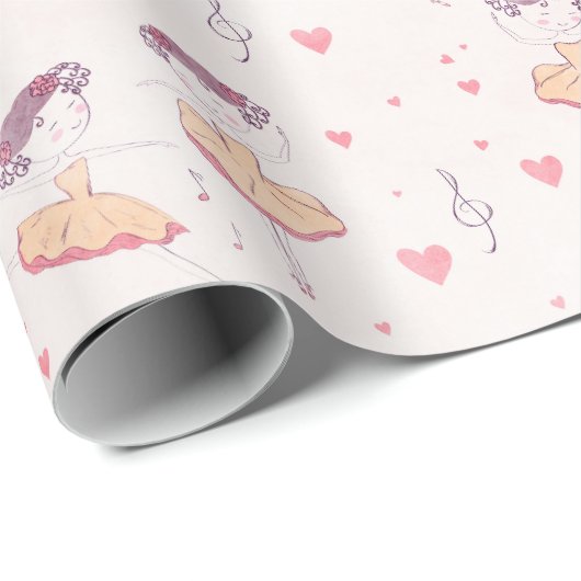 Kleine Ballerina auf hellem Hintergrund Geschenkpapier (Rolleneckpunkt)