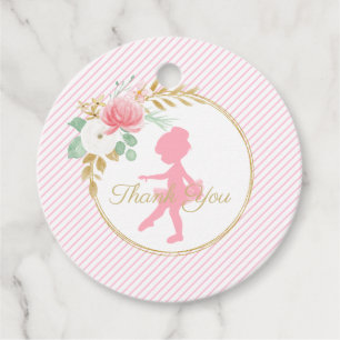 Kleine Ballerina Blüte und Streifen Danke Tags Geschenkanhänger