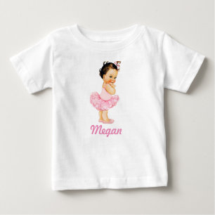Kleine Ballerina Brünette Rosa Tutu Baby T-shirt