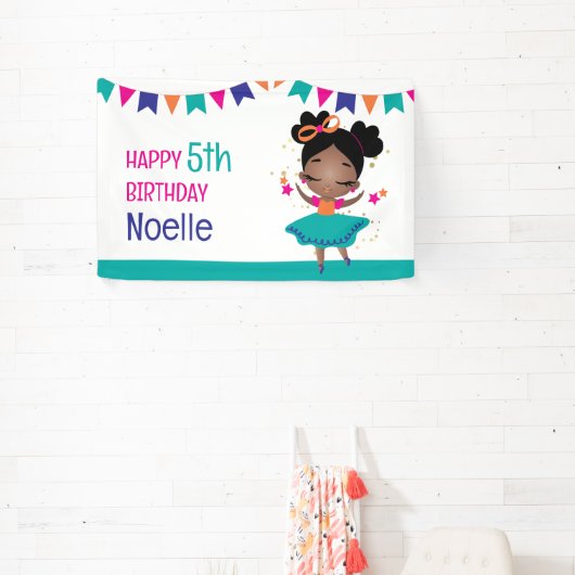 Kleine Ballerina buntes Geburtstagskleid Banner (InSitu)