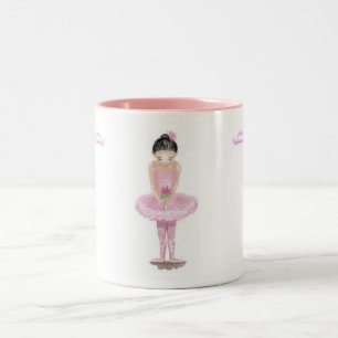 Kleine Ballerina im rosa Tutu, der Rosen-Tasse Zweifarbige Tasse